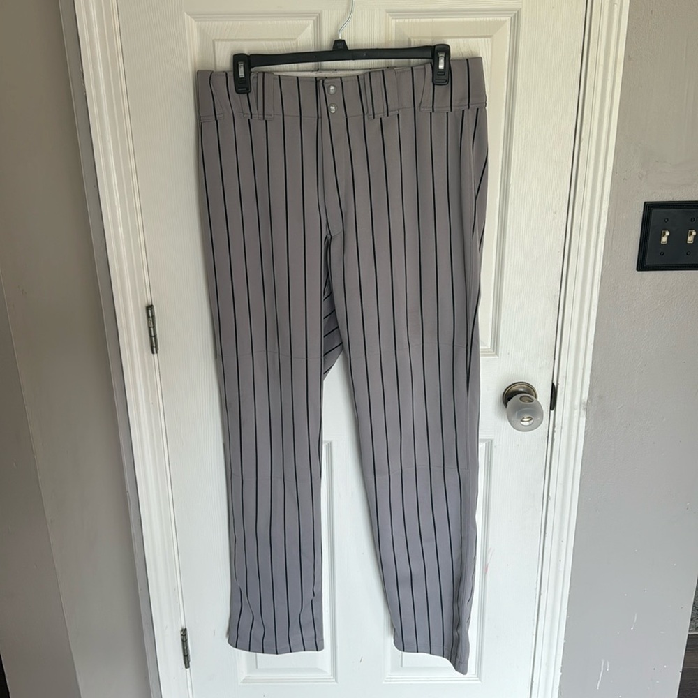 Boombah Men’s Pinstripe Baseball pants gray with black stripes size 40 Long